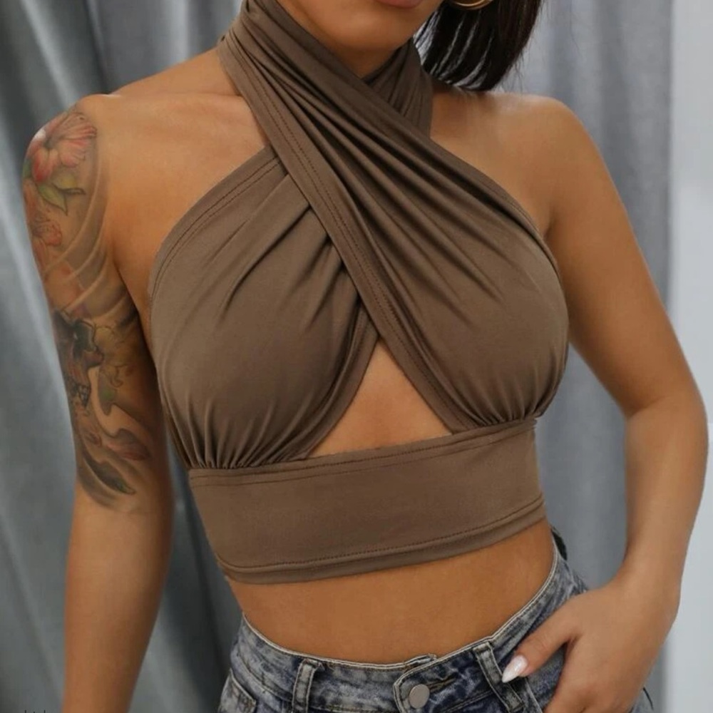 Cross neck crop top